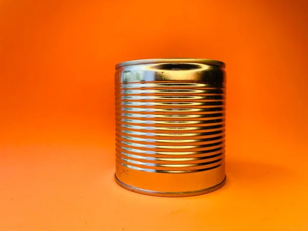 Food Can Open Empty Pink Background Pop Art Style Bank — Stock Photo, Image