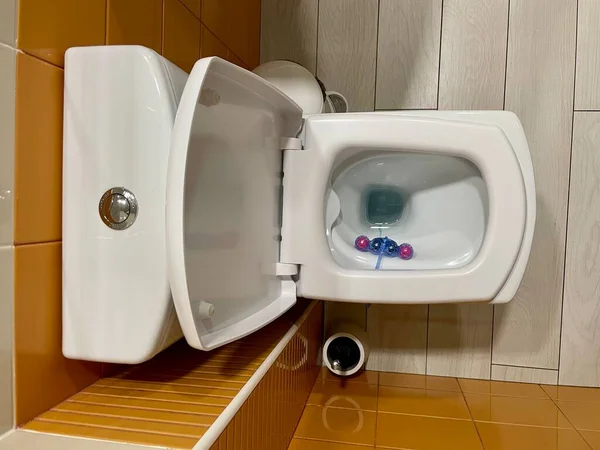 Toilet Het Toilet Wit Toilet Wasmiddel Voor Het Toilet Badkamer — Stockfoto