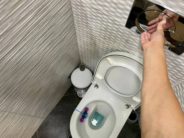 Toilet Putih Pembersihan Toilet Pembersihan Toilet — Stok Foto