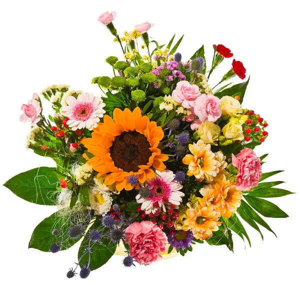 Beyazlar üzerinde izole bir çiçek buketi