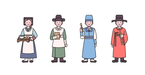 Joseon Uma Antiga Nação Coreana Personagens Enfermeira Médico Pintor Traje — Vetor de Stock