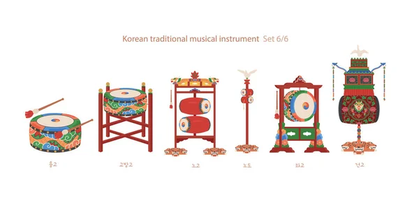 Geleneksel Kore müzik enstrümanları koleksiyonu.