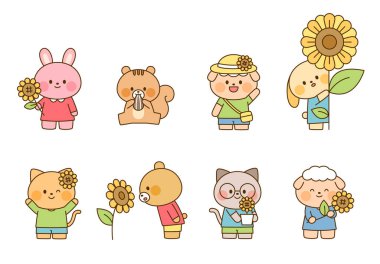 Tavşanlar, sincaplar, köpekler, ayılar ve kediler dahil olmak üzere sekiz sevimli hayvan karakterinden oluşan bir derleme..