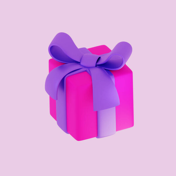 3D rendering yellow gift box with green bow illustration