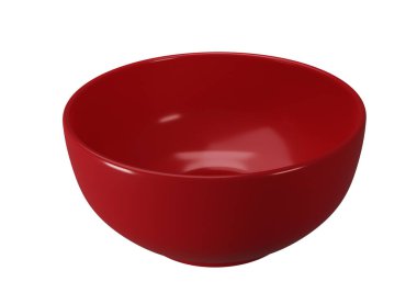Empty red bowl on white background clipart