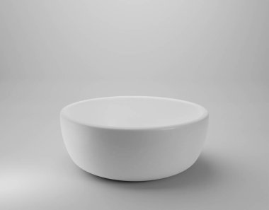 Beyaz arkaplanda boş beyaz kase