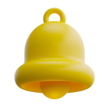 Cute bell alarm notification reminder alert icon sign or symbol on UI social media or website 3D rendering illustration on transparent background