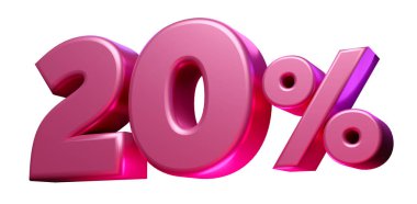 3d render 20 percent icon sign symbol promotion sales discount element illustration. Shopping mockup