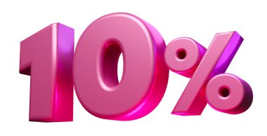 3d render 10 percent icon sign symbol shopping promotion sales discount element illustration. Shopping mockup