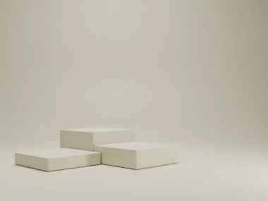 3D rendering white minimal rectangular pedestal podium for product display showcase on empty background. 3D mockup illustration