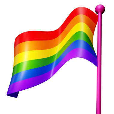 3d render LGBT rainbow coloured pride flag illustration. Gender equality social movement pride day concept