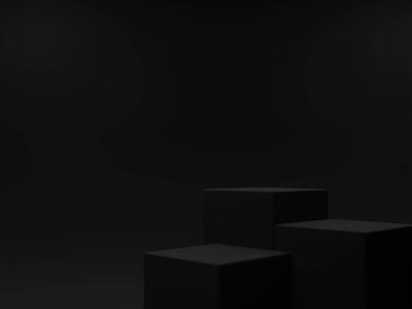 3d rendering elegant minimal black rectangular podium background