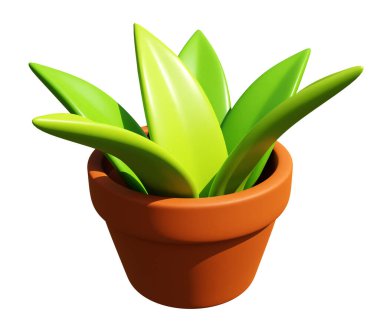 Yaprak resmedilmiş üç boyutlu bitki kabı. 3B nesne işareti