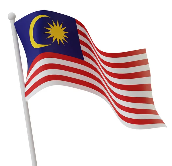 Flag Malaysia Melambaikan Ilustrasi Render — Stok Foto
