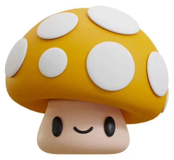 Rendering Cartoon Cute Mushroom Character Illustration — Stock Photo, Image