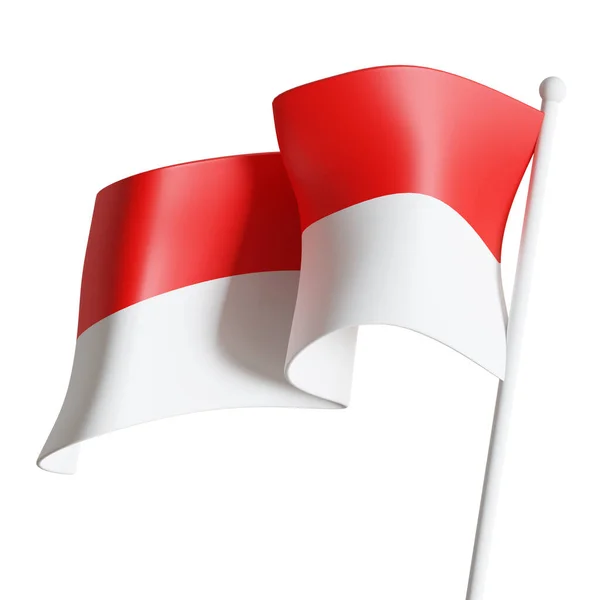 印度尼西亚国旗挥动3D标志图解 国家国旗 — 图库照片