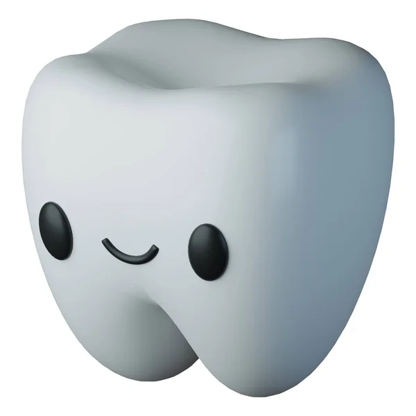 Renderowania Cute Szczęśliwy Ząb Postać Kreskówki Ilustracji Maskotka Koncepcyjna Stomatologiczna — Zdjęcie stockowe