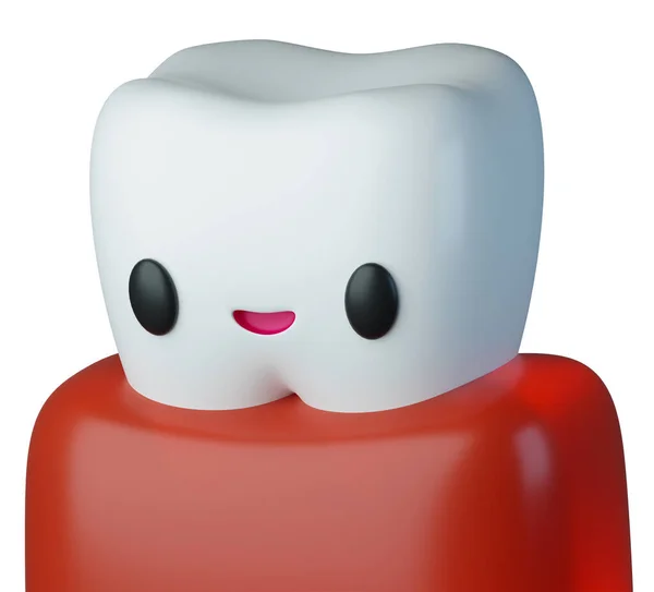 漫画のかわいい歯の歯茎の文字3Dレンダリングイラスト 歯科製品または口腔ケアの概念 — ストック写真