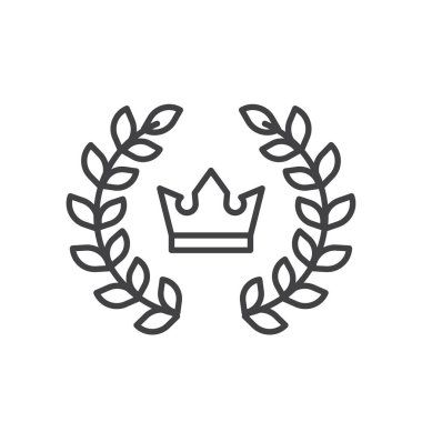 Crown and laurel wreath line icon. linear style sign for mobile concept and web design.
