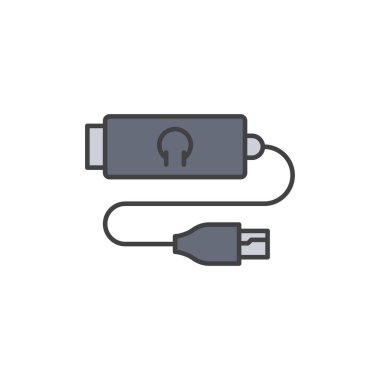 Headphone adapter filled color icon. linear style sign for mobile concept and web design