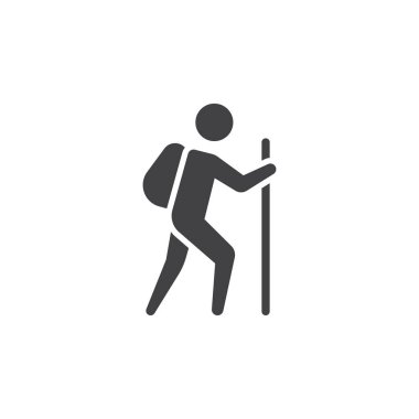 Man hiking glyph icon. linear style sign for mobile concept and web design.