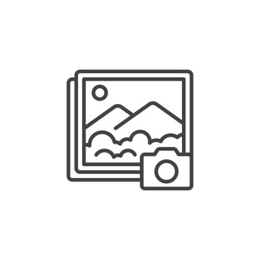 Photo line vector icon. Camera and picture graphic