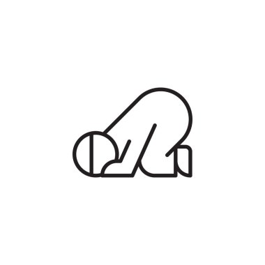 Sujud, salat, shalat, pray, muslim line icon vector on white background.