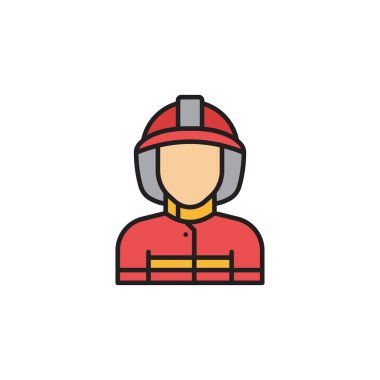 Fireman avatar filled color icon. linear style sign for mobile concept and web design.