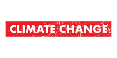 Climate Change textured stamp, red vector graphic