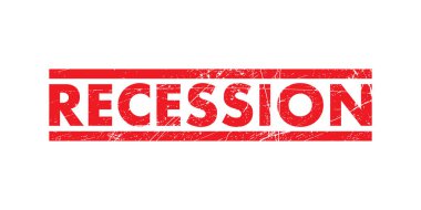 Recession Red Square Grunge Rubber Stamp Vector Illustration