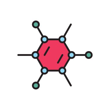 Chemical molecular structure filled color icon. Vector graphic