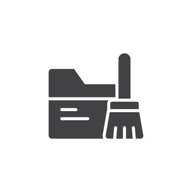 Data cleaning glyph icon. Database and brush linear style sign for mobile concept and web design.