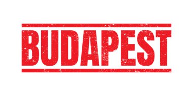 Beyaz arka plan üzerinde izole Budapeşte kırmızı pul