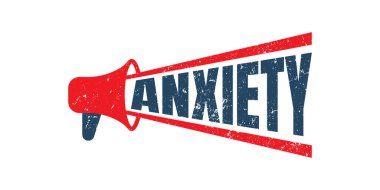 megaphone Anxiety Rubber Stamp, red vector grunge design