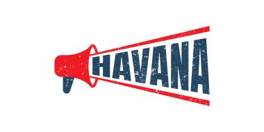 megaphone havana stamp red grunge texture vector graphic
