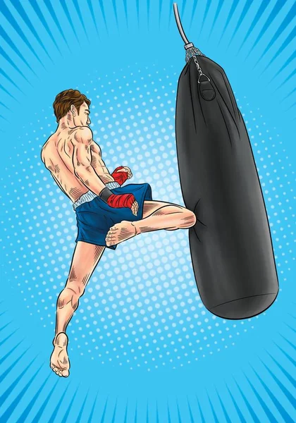Boxer Preparing Training Illustration — Stock Photo, Image