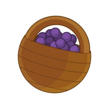 Çocuklar için ahşap sepet resimli karikatür sahnesi