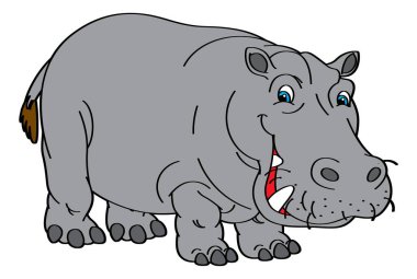 Suaygırı ile karikatür sahnesi çocuklar için izole edilmiş resimlerle eğlenceli skeç oynamaktan mutluluk duyar.