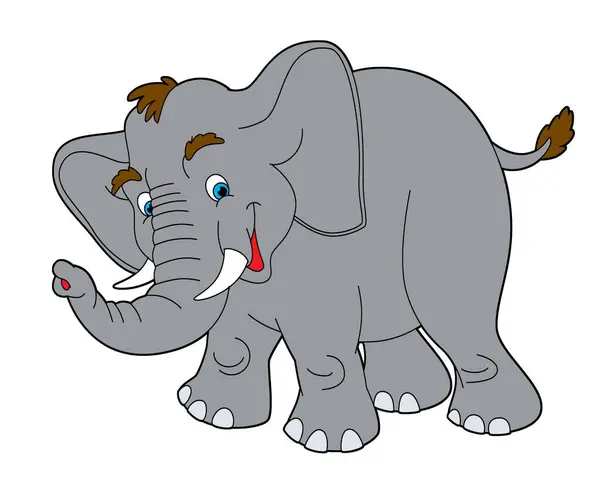 cartoon scene with elephant happy playing fun isolated illustration for children