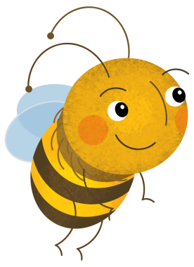 Mutlu uçan ve çalışan arıların olduğu çizgi film sahnesi çocuklar için beyaz arkaplanda izole edilmiş.