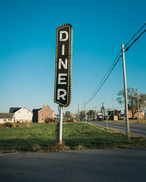Route Diner Vintage Kyltti Ronks Pennsylvania — kuvapankkivalokuva