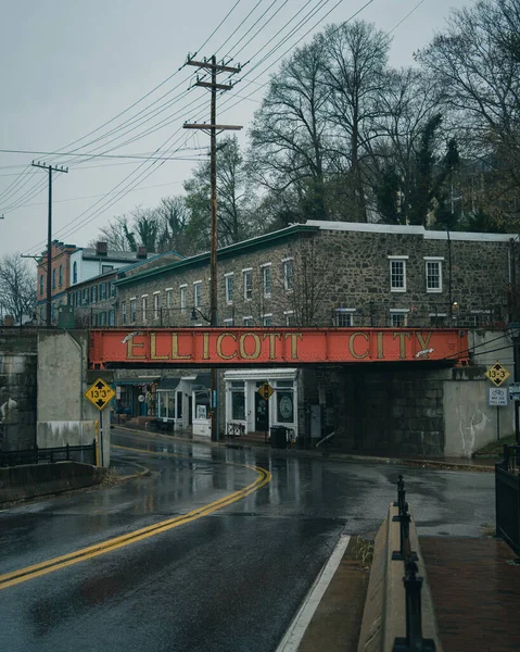 Treinbrug Main Street Een Regenachtige Ochtend Ellicott City Maryland — Stockfoto