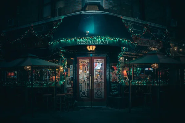 Deri Çakmaktaşı Restoranı Gece Brooklyn New York — Stok fotoğraf