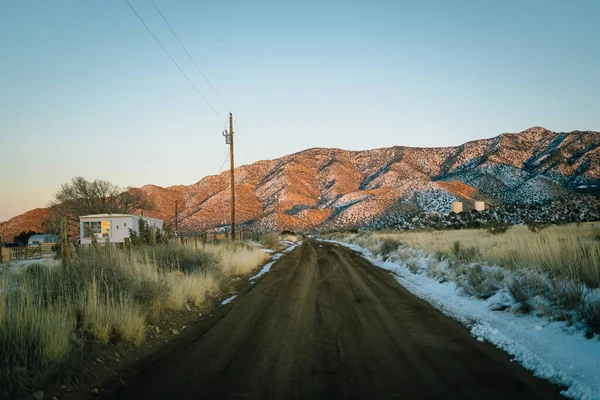 Road Snowy Mountains Magdalena New Mexico — Stock Photo, Image