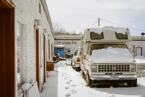 Snowy Scene Starlite Motel Orderville Utah — Stock Photo, Image