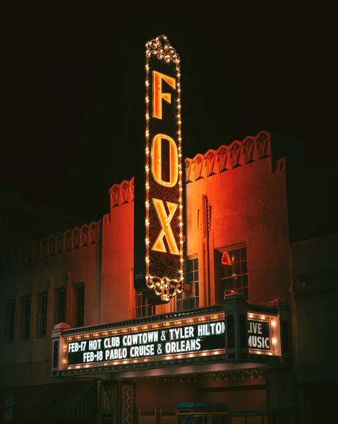 Letrero Neón Vintage Del Teatro Fox Tucson Por Noche Tucson — Foto de Stock