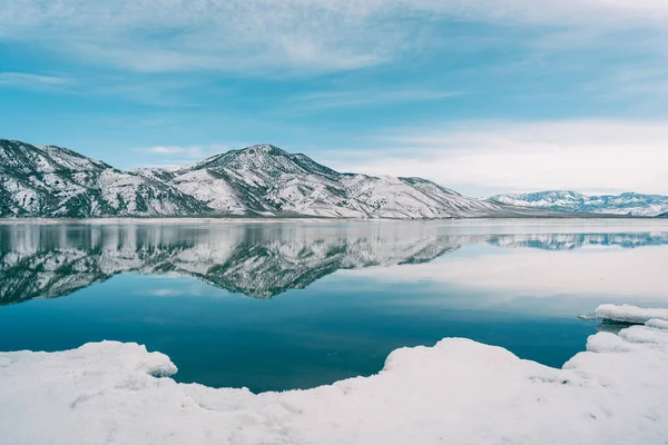 Snöig Scen Vid Piute Reservoir Utah — Stockfoto