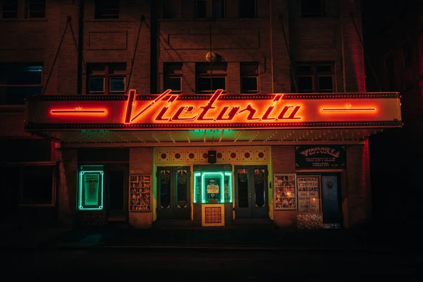 stock image Victoria Theater vintage neon sign, Wheeling, West Virginia