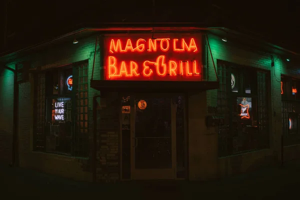 Magnolia Bar Neon Skylt Natten Louisville Kentucky — Stockfoto
