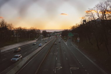 Brooklyn-Queens Otoyolu, Bay Ridge, Brooklyn, New York Sunset Manzarası